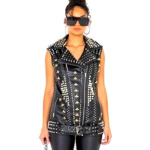 Azalea Wang studded moto vest NWT